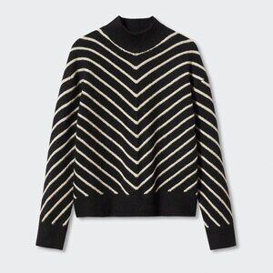 Mango Stripe-print sweater with Perkins neck - XS